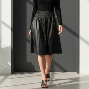 Acting Pro  Smock Waisted Faux Leather Skirt Black Size Large